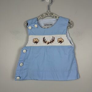 Sweet Southern Smocks Blue Cotton Preppy Embroidered Smocked Tank Top 9 Months